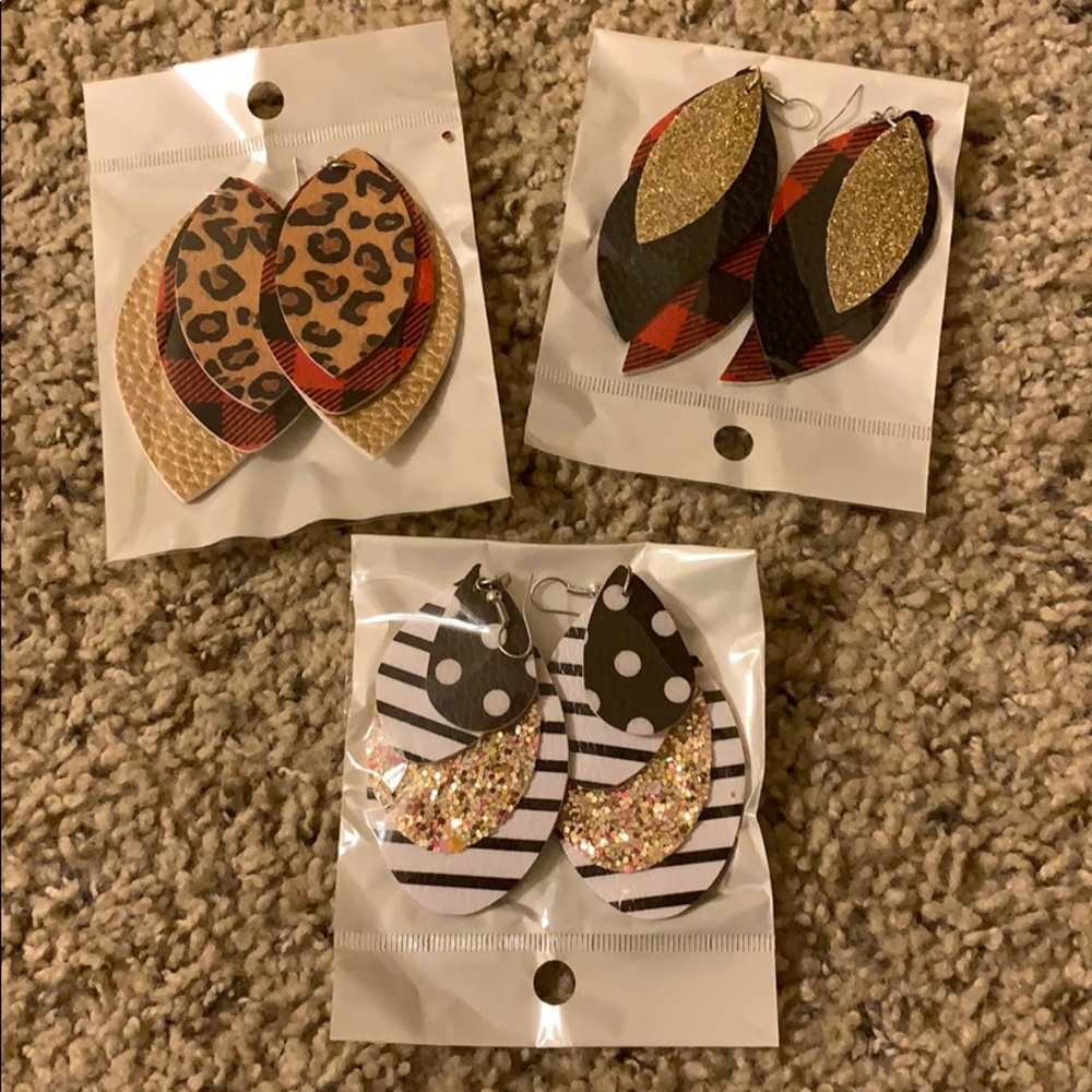 3 pc leather earrings